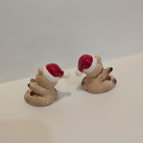 Vintage Lund's Lites Brand Christmas Racoon Candle Huggers - Set Of Two - Small - Picture 3 of 4